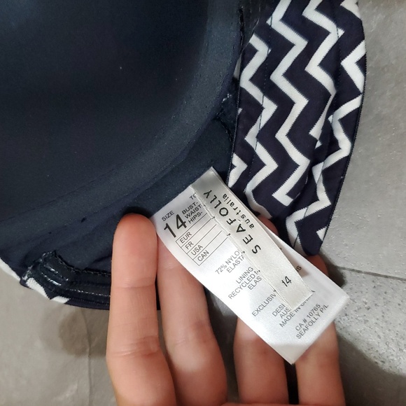 NWOT Seafolly Sienna Bustier Bandeau Bikini Top. True Navy, White. 10 US. - Picture 5 of 10
